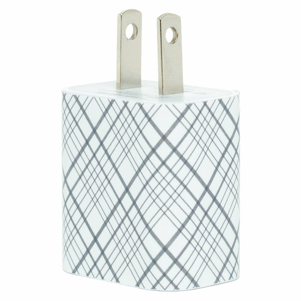 Silver Plaid Phone Charger - Classy Chargers
